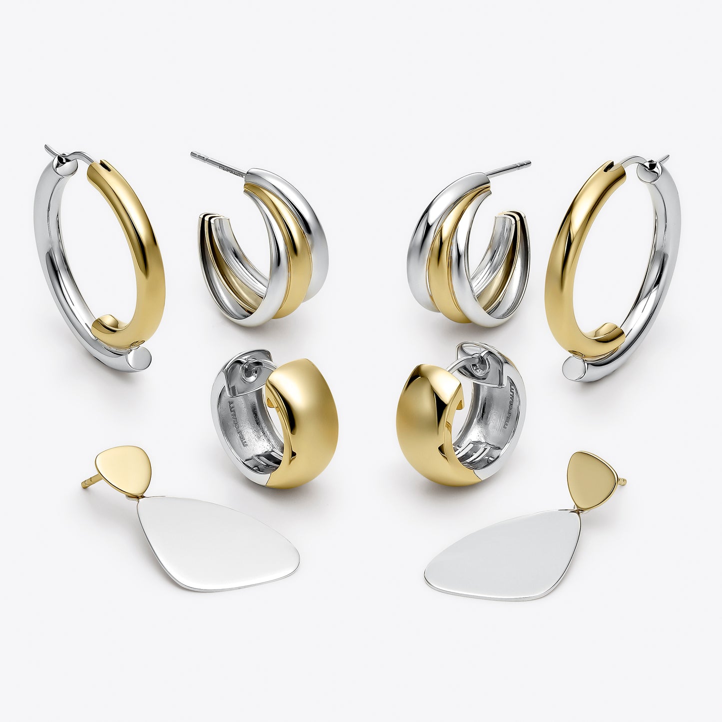Pendientes de plata bicolor efecto espejo 24mm