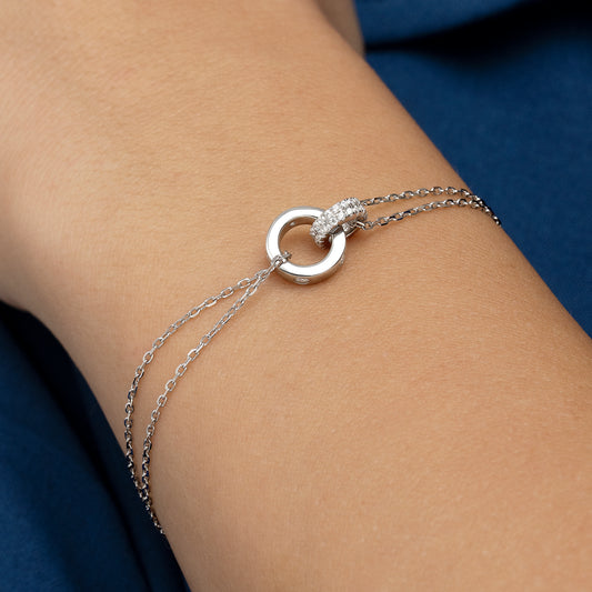 Pulsera de plata círculos enlazados