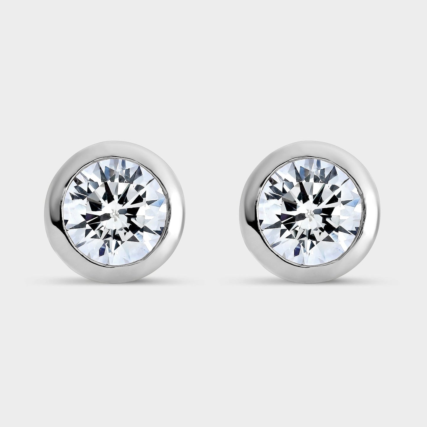 Pendientes de plata bisel con circonita de3,8mm