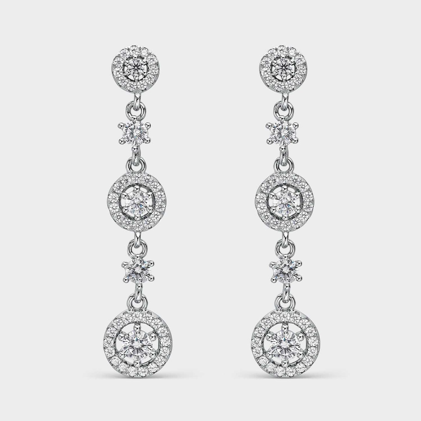 Lange Ohrringe aus Silber und runden Zirkonia