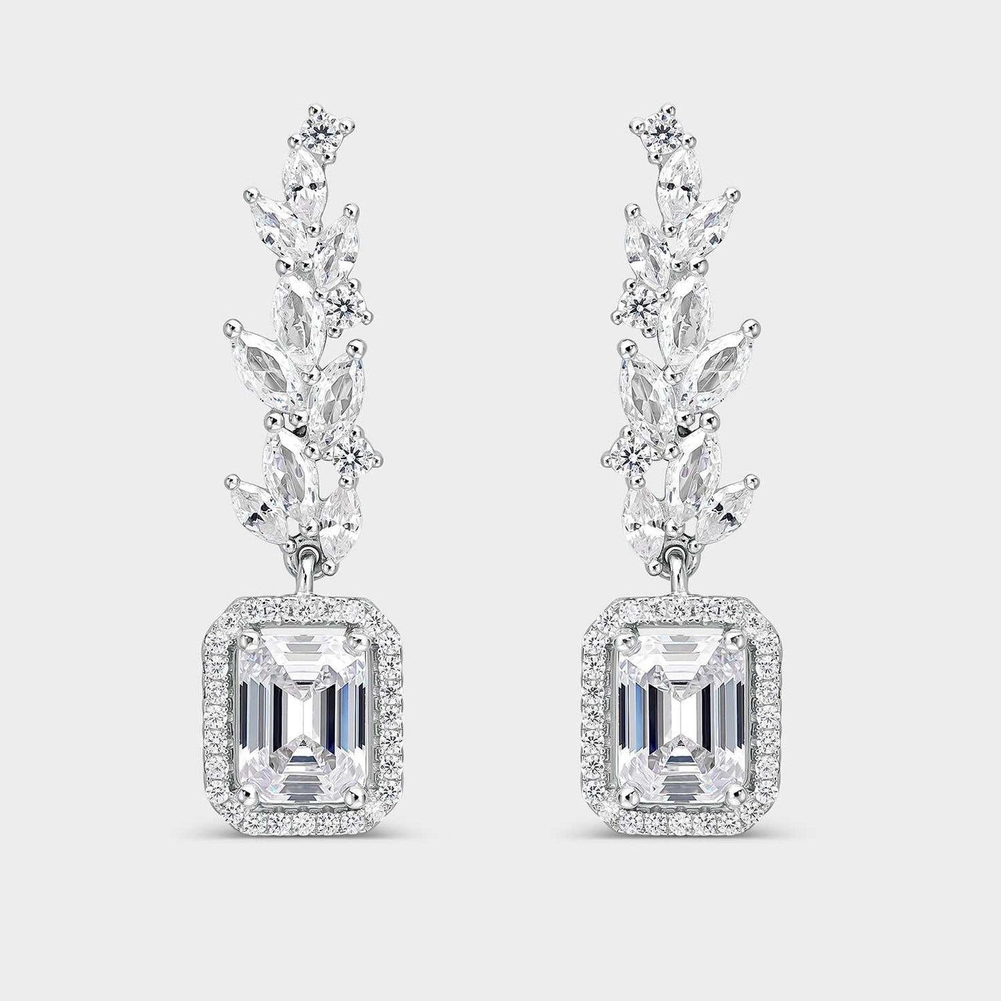 Pendientes hojas de plata y circonita