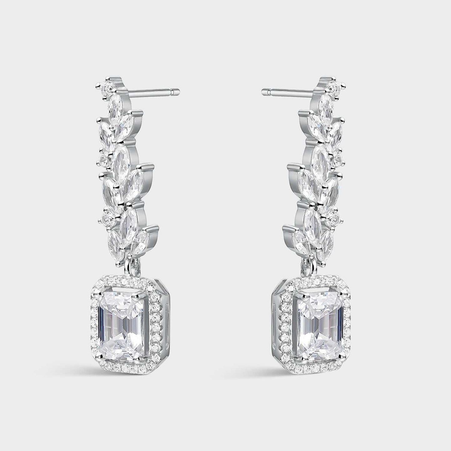 Pendientes hojas de plata y circonita