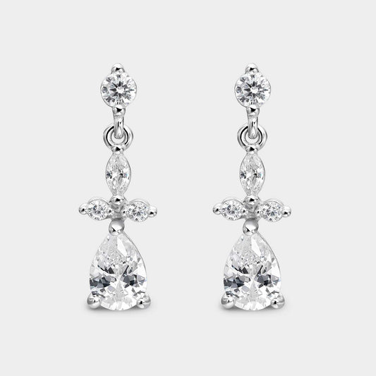 Pendientes de plata con circonitas blancas