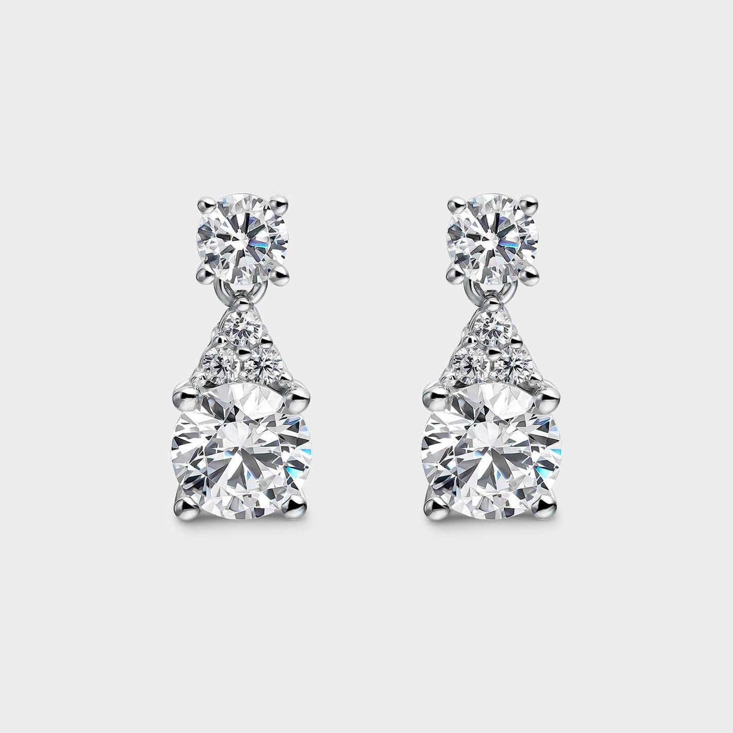 Silver and white zircon earrings