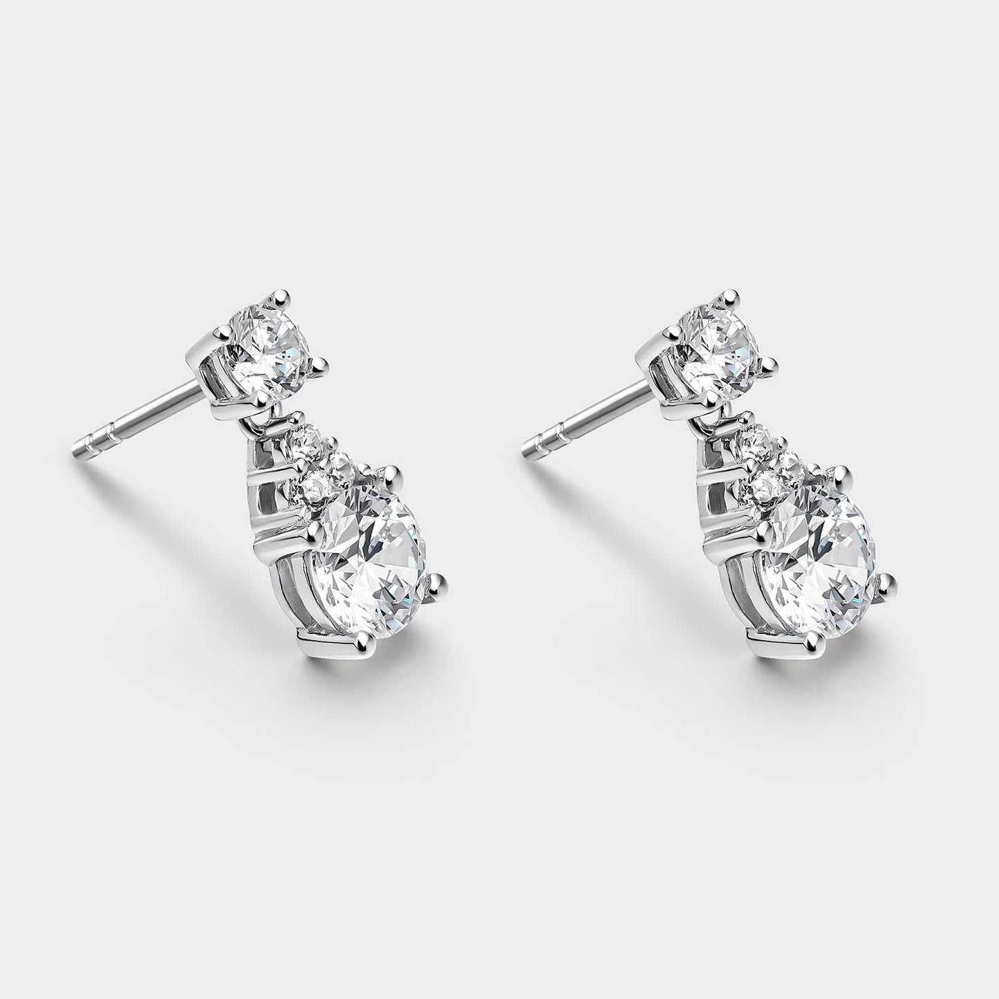 Silver and white zircon earrings