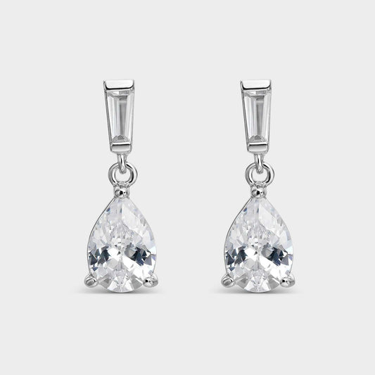 Pendientes plata lágrima circonita blanca