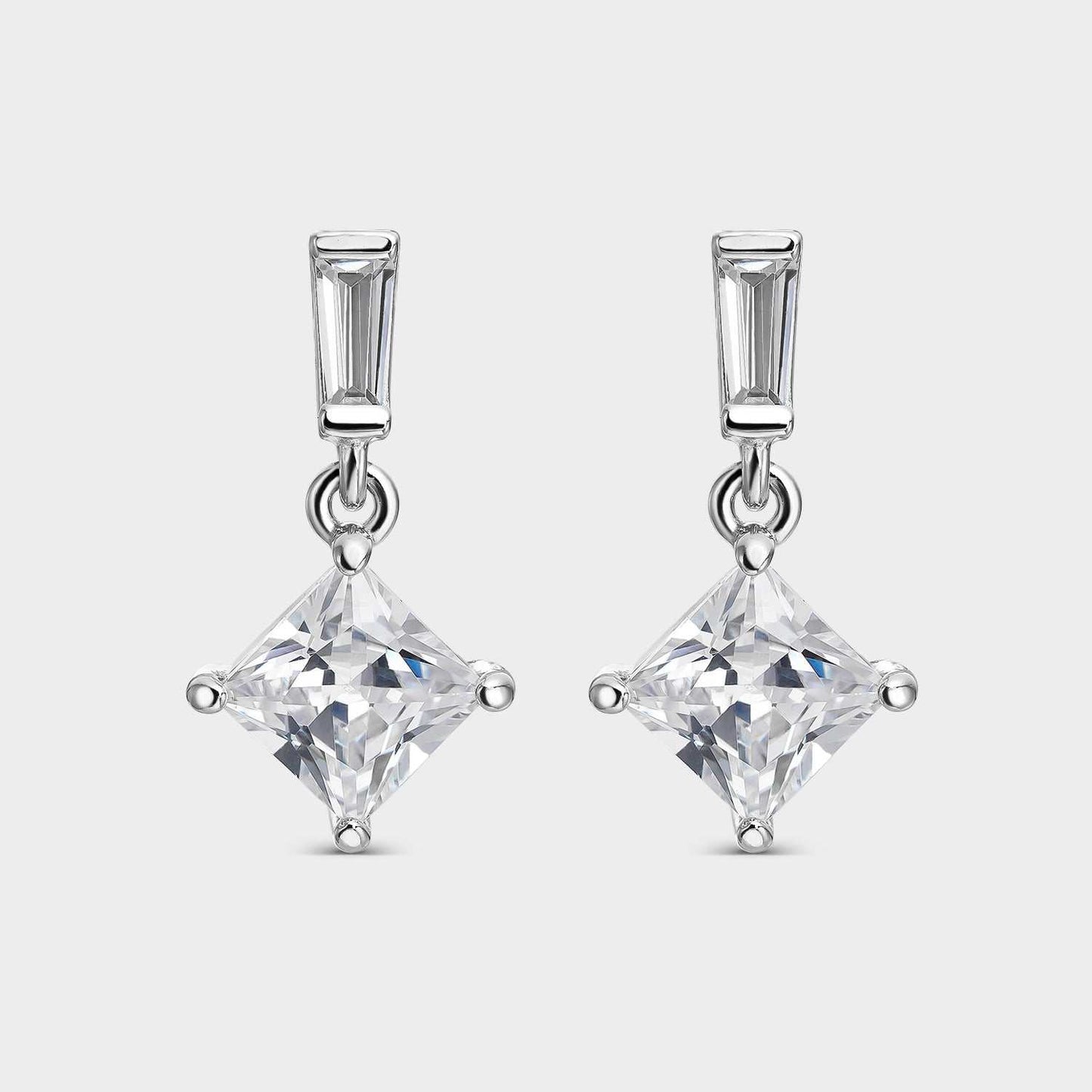Pendientes plata rombo circonita blanca