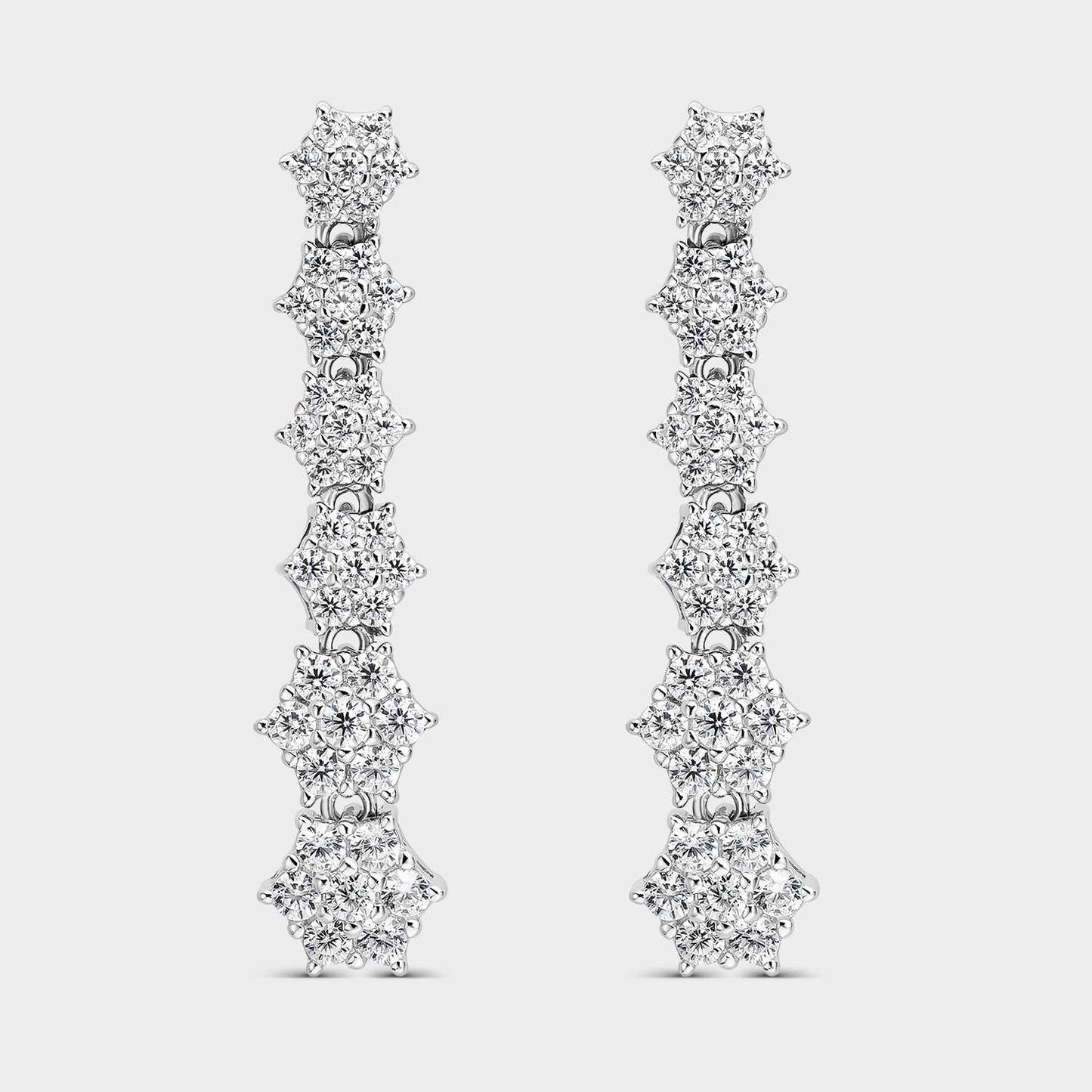 Pendientes largos de plata con circonitas blancas
