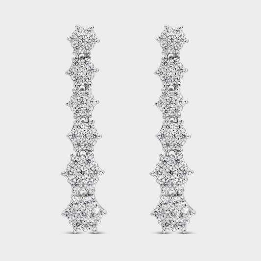 Pendientes largos de plata con circonitas blancas