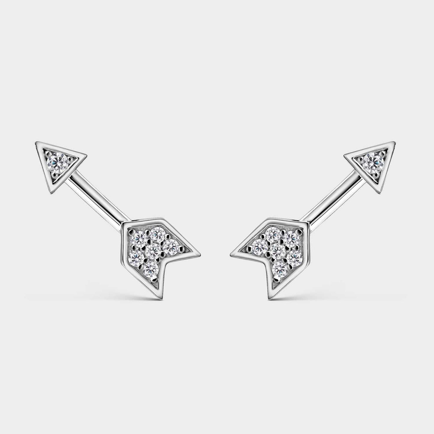 Silver Arrow of Love Earrings with Zircons