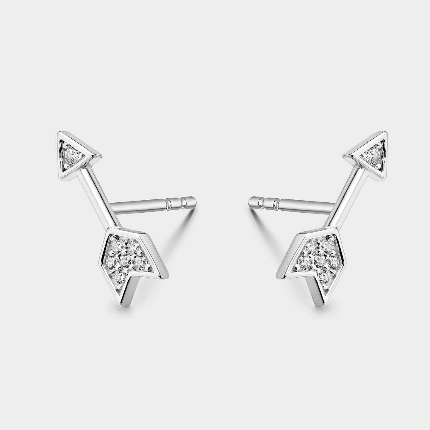 Silver Arrow of Love Earrings with Zircons