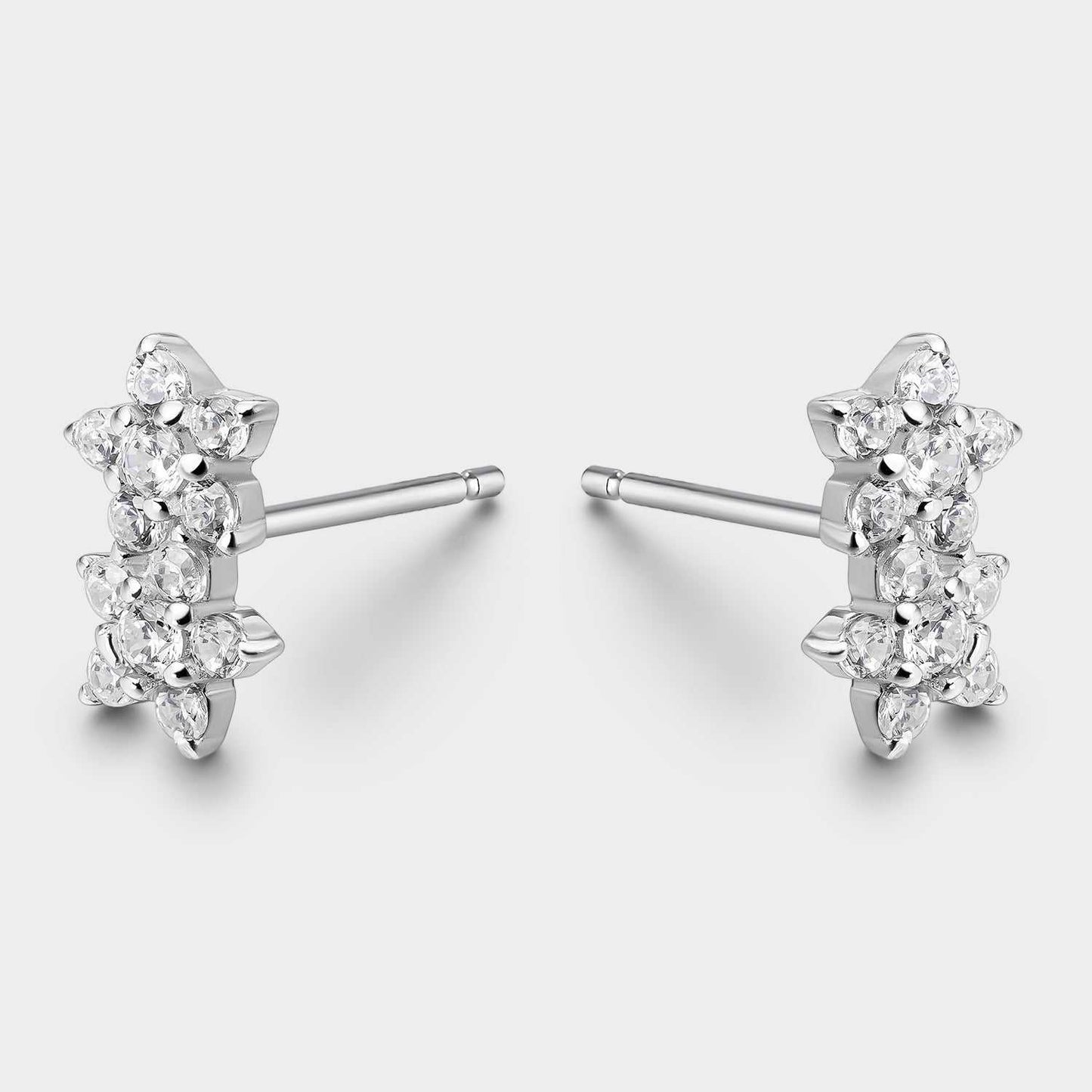 Pendientes Dos Flores Plata con Circonitas