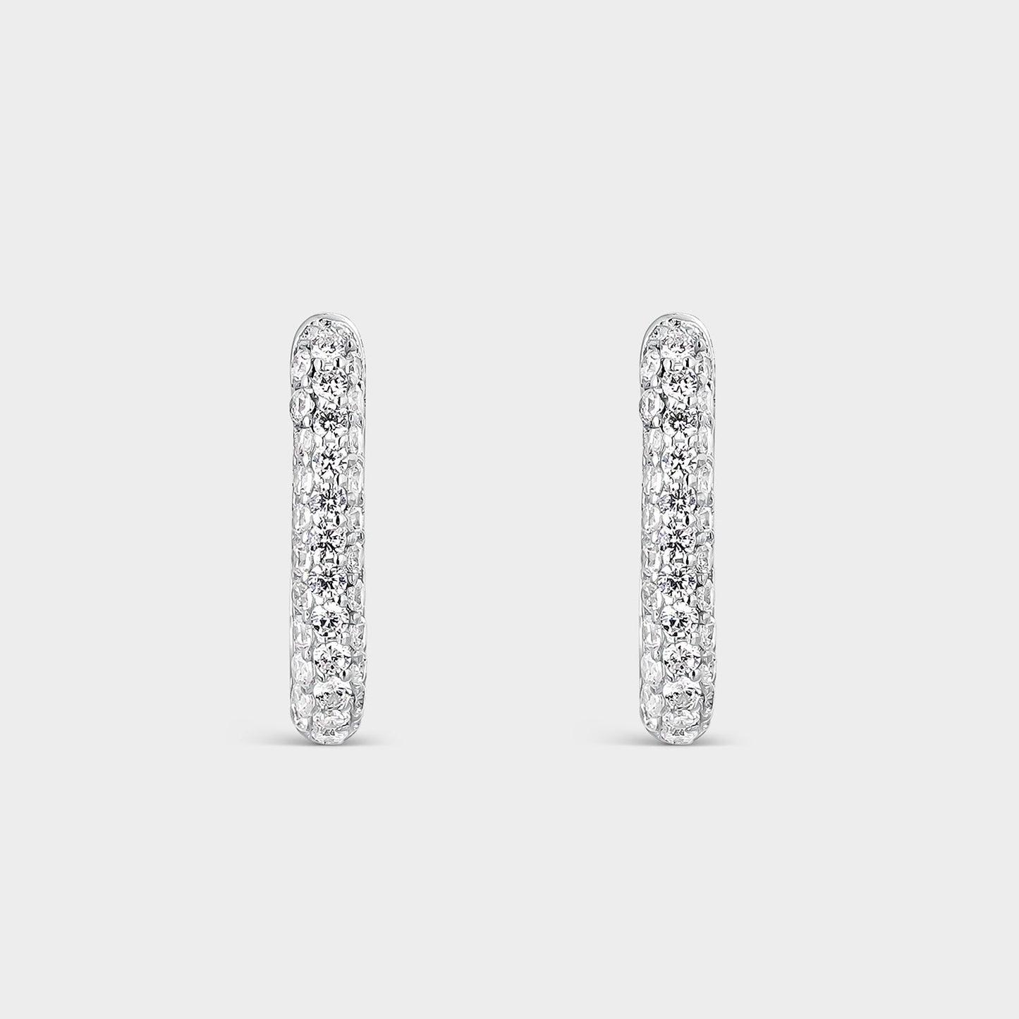 PENDIENTES AROS DE PLATA CON PAVE DE CIRCONITAS BLANCAS