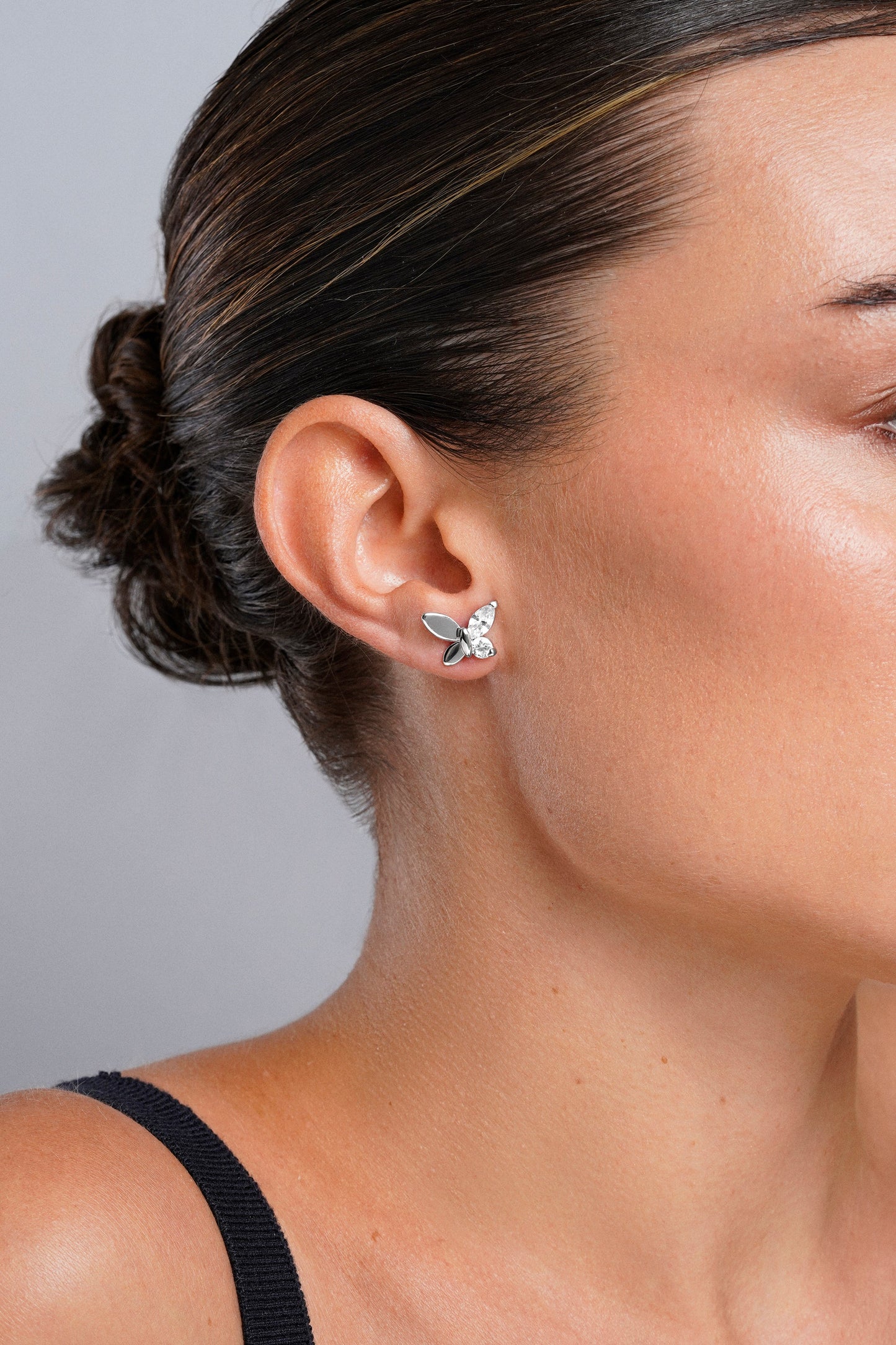 Pendientes plata mariposa ala de circonitas