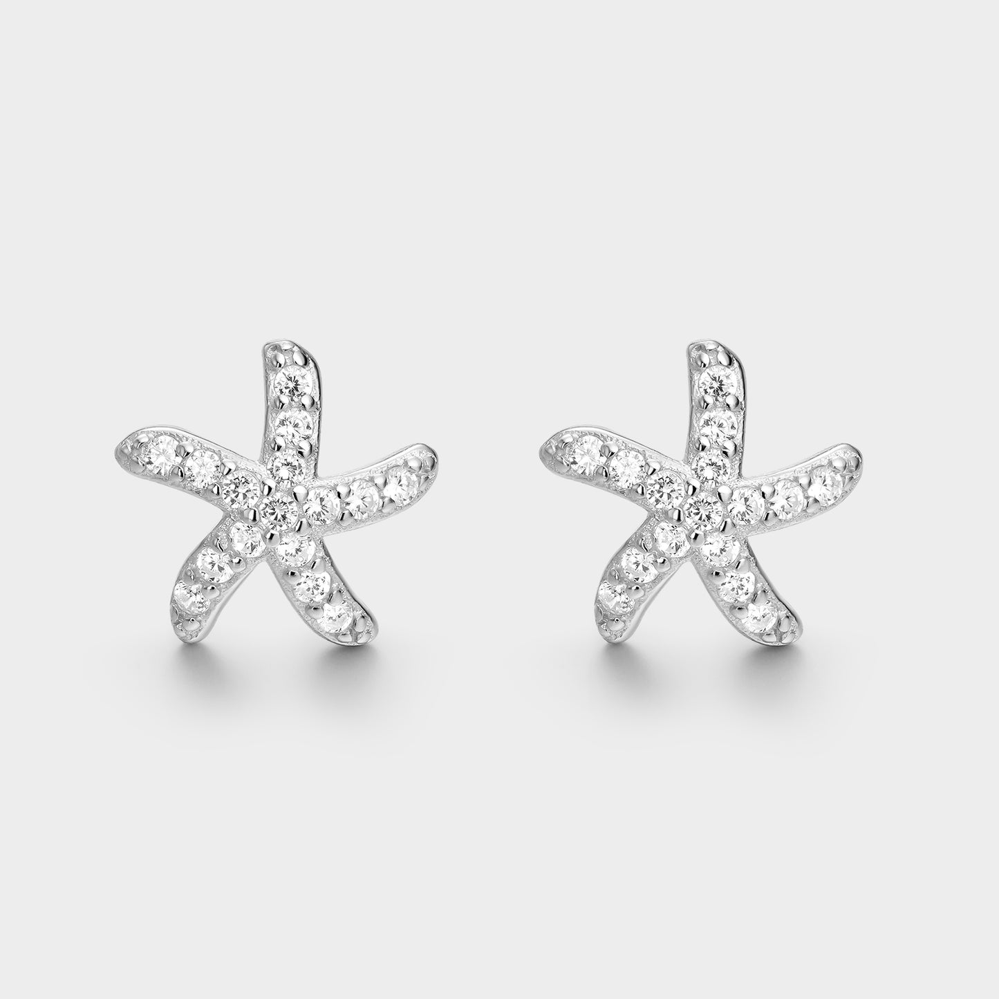 Pendientes de plata y circonitas estrella de mar