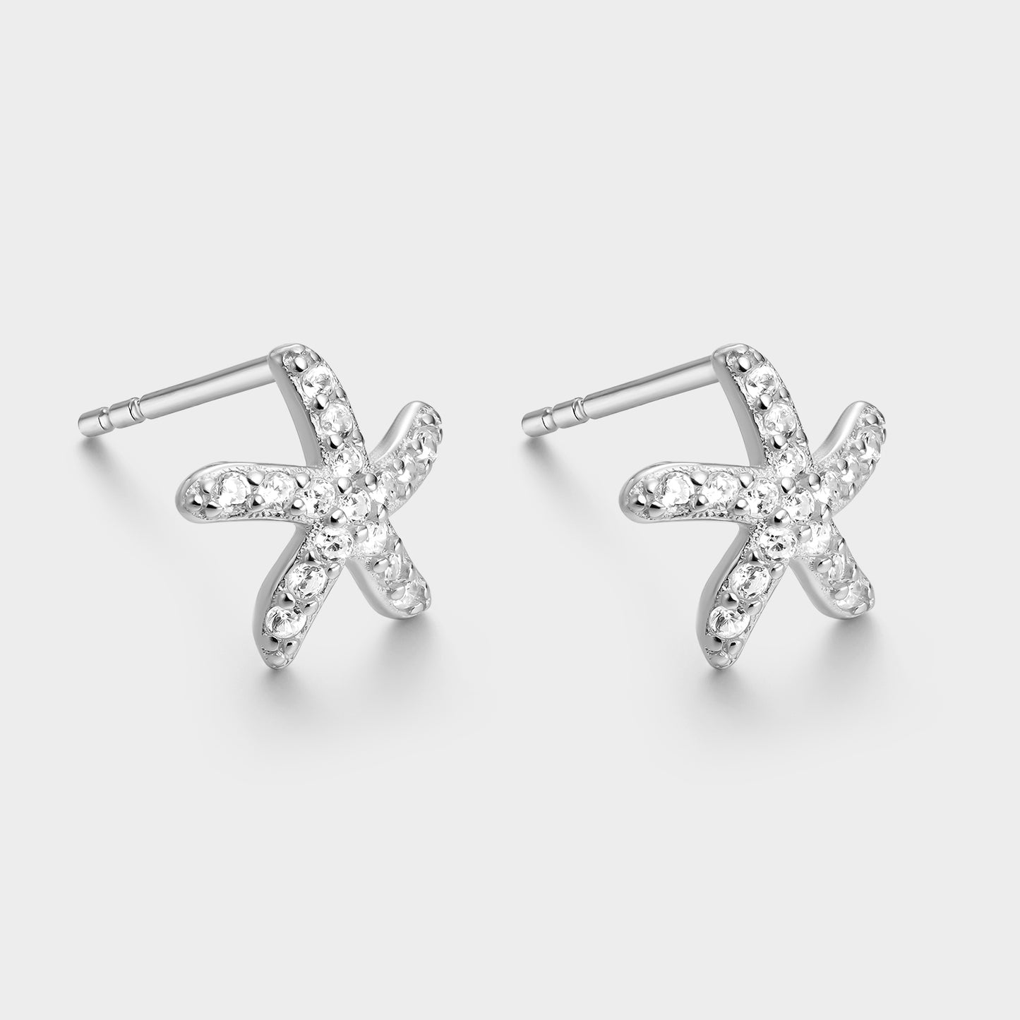 Pendientes de plata y circonitas estrella de mar