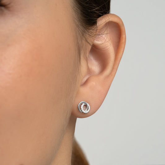 Pendientes de plata círculos enlazados