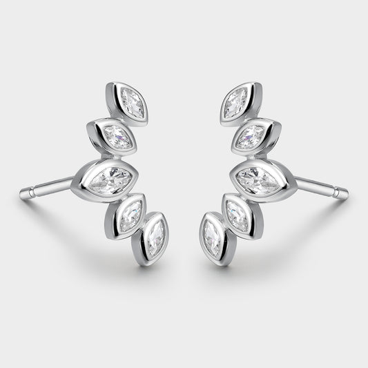 Pendientes de plata cinco hojas de circonitas