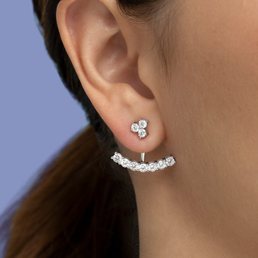 Pendientes de plata desmontables circonitas rígidas