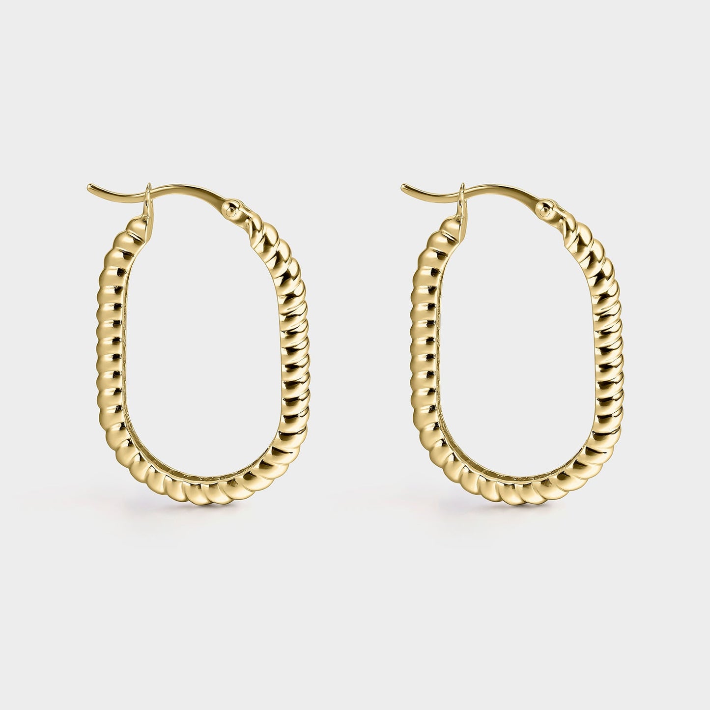 Aros efecto soga plata bañada en oro 20x30mm