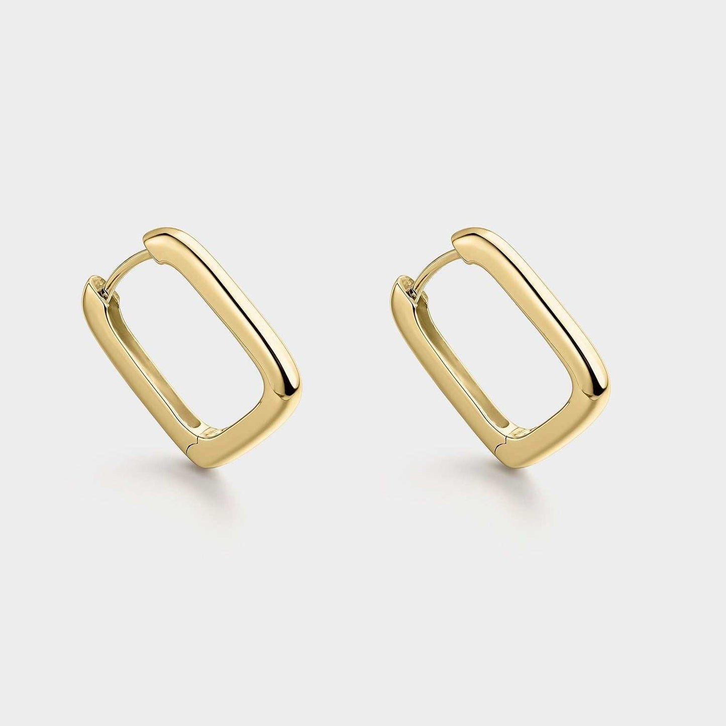 Aros cuadrados plata bañada en oro 15x21mm