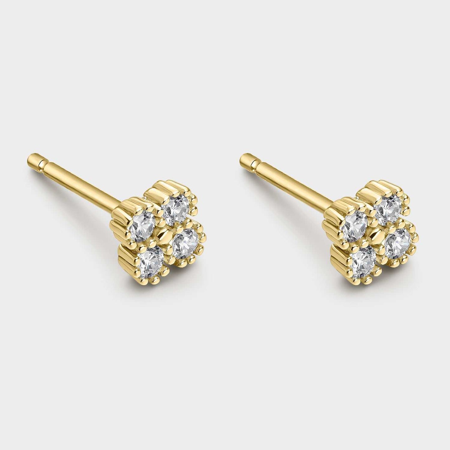 Silver Flower Earrings with Zircons