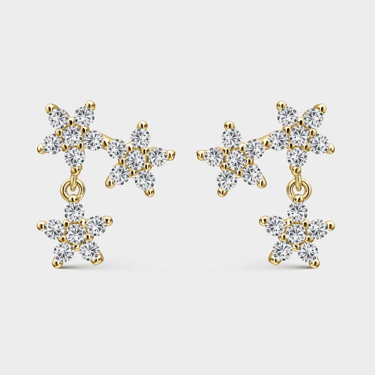 Pendientes Flores Plata Oro Circonitas
