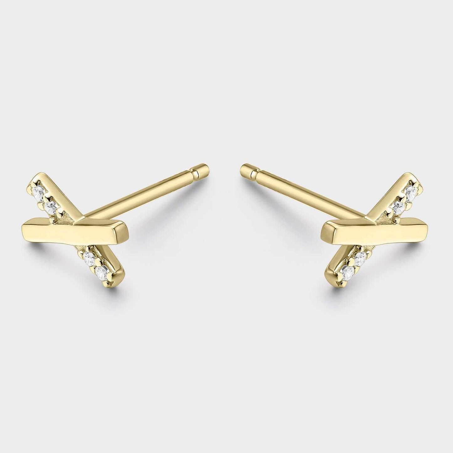 Silver X Earrings with Zircons