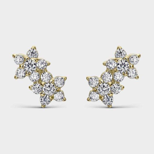 Blumenohrringe Silber Gold Zirkonia