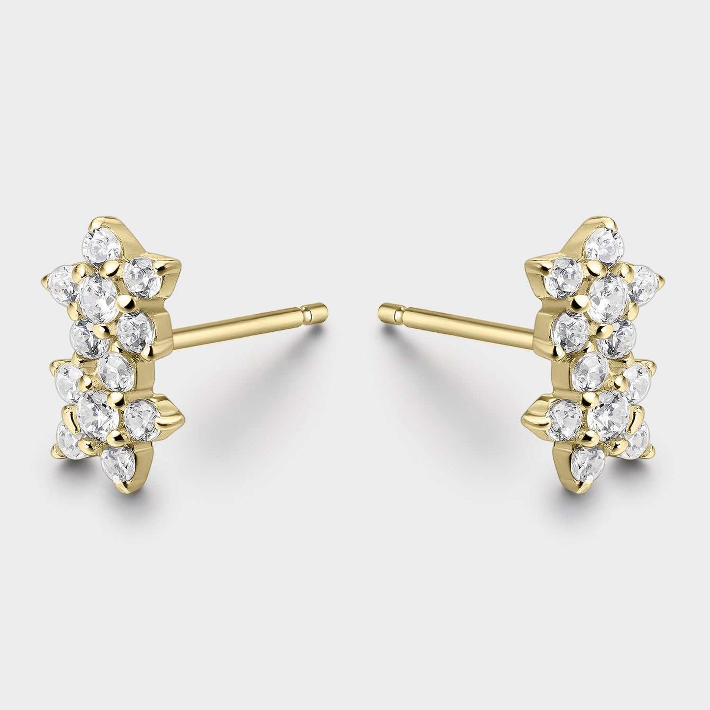 Flower Earrings Silver Gold Zircons