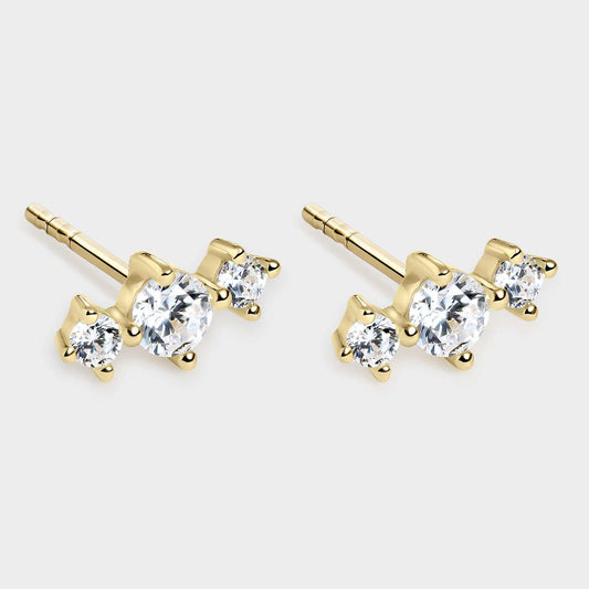 Vergoldete Ohrringe mit weißen Zirkonen in Krappen