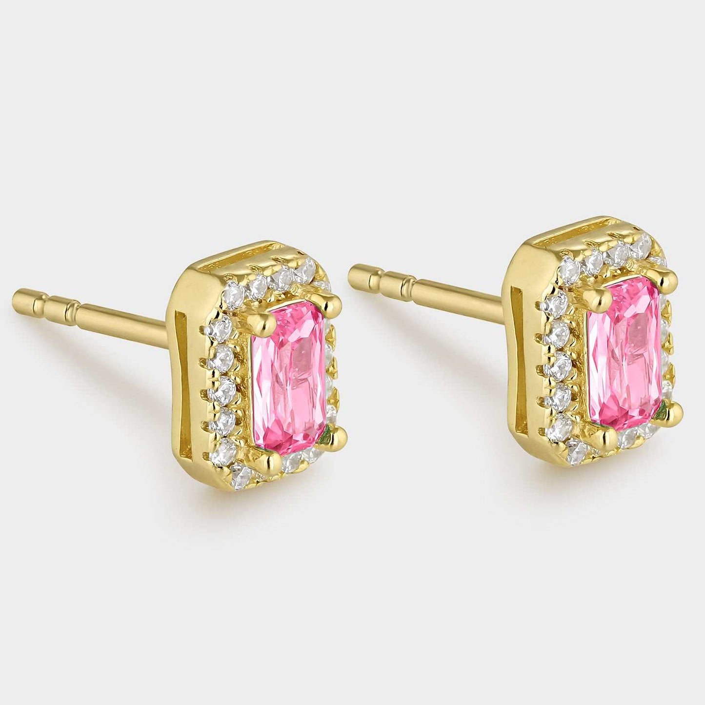 Pendientes circonita rosa oro 18K