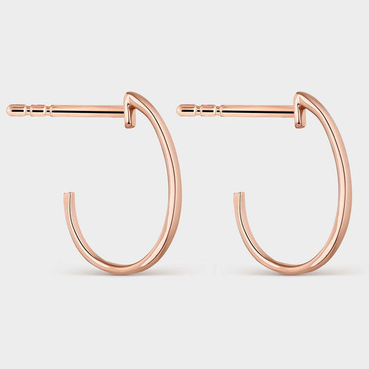 Pendientes aros abiertos "C" en oro rosa