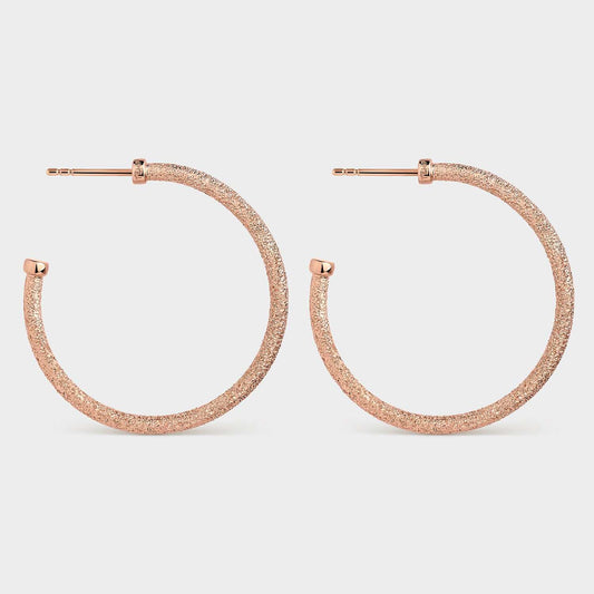 Pendientes aros 34 mm textura brillante oro rosa