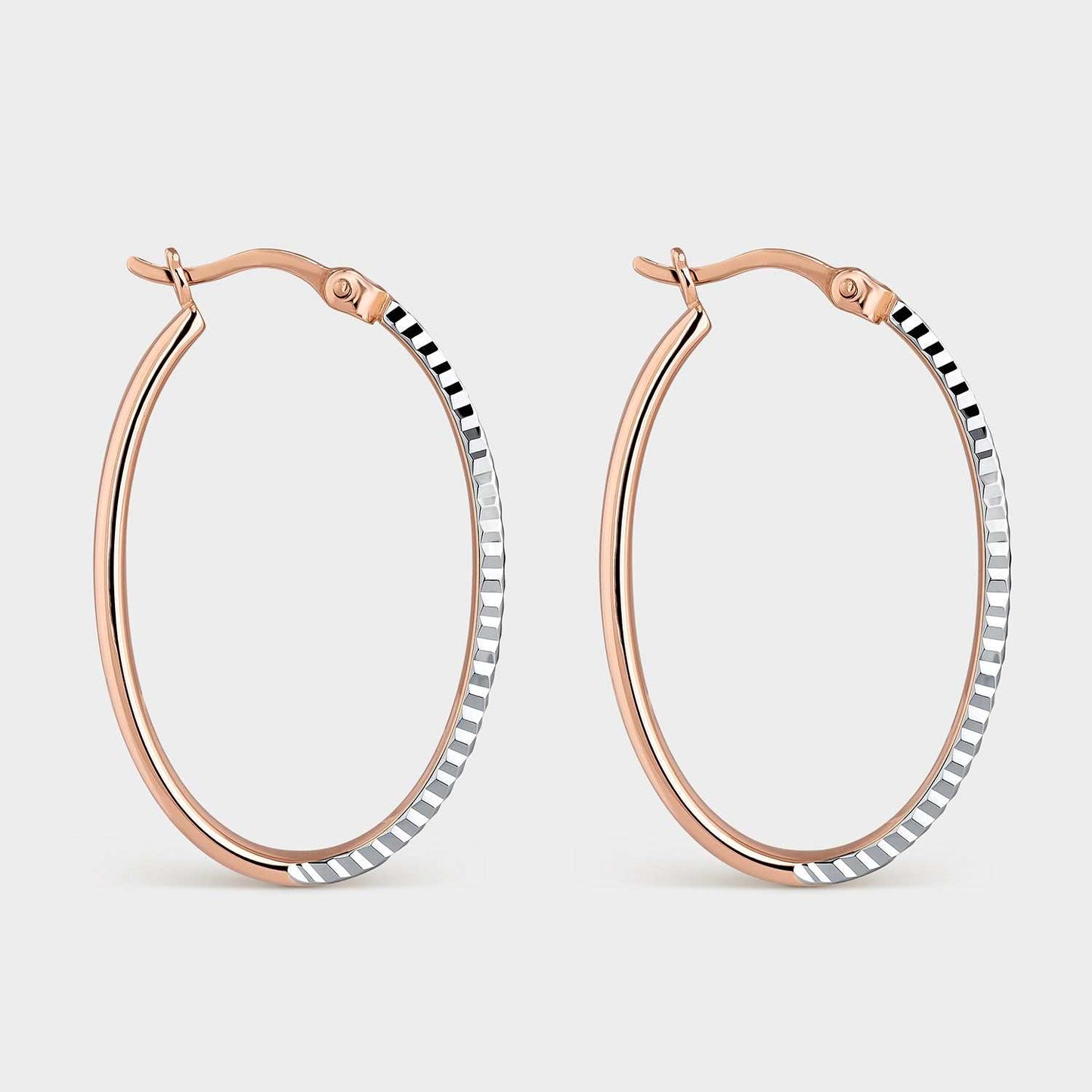 Pendientes aros bicolor textura corte de diamante