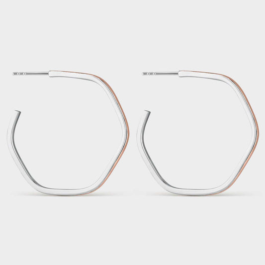 Zweifarbige sechseckige Ohrringe mit zwei Texturen