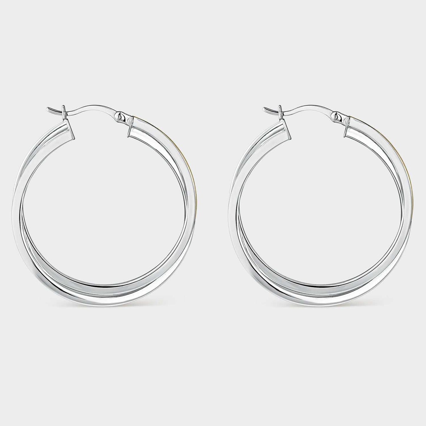 Pendientes aros superpuestos bicolor