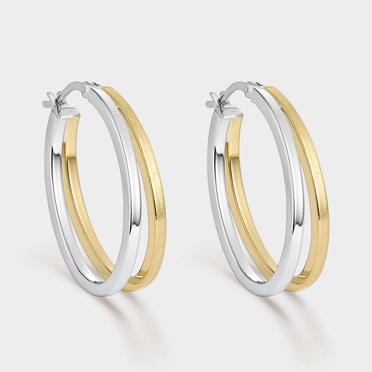 Zweifarbige Doppel-Creolen mit zwei Texturen