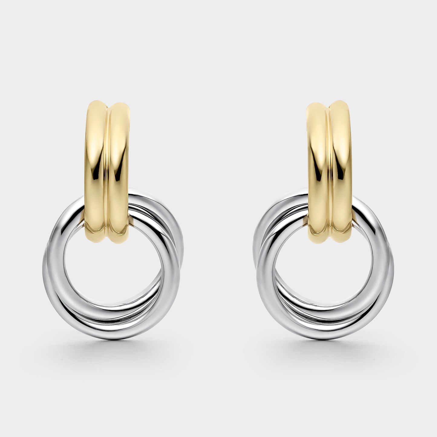 Pendientes de plata bicolor doble aro 12mm