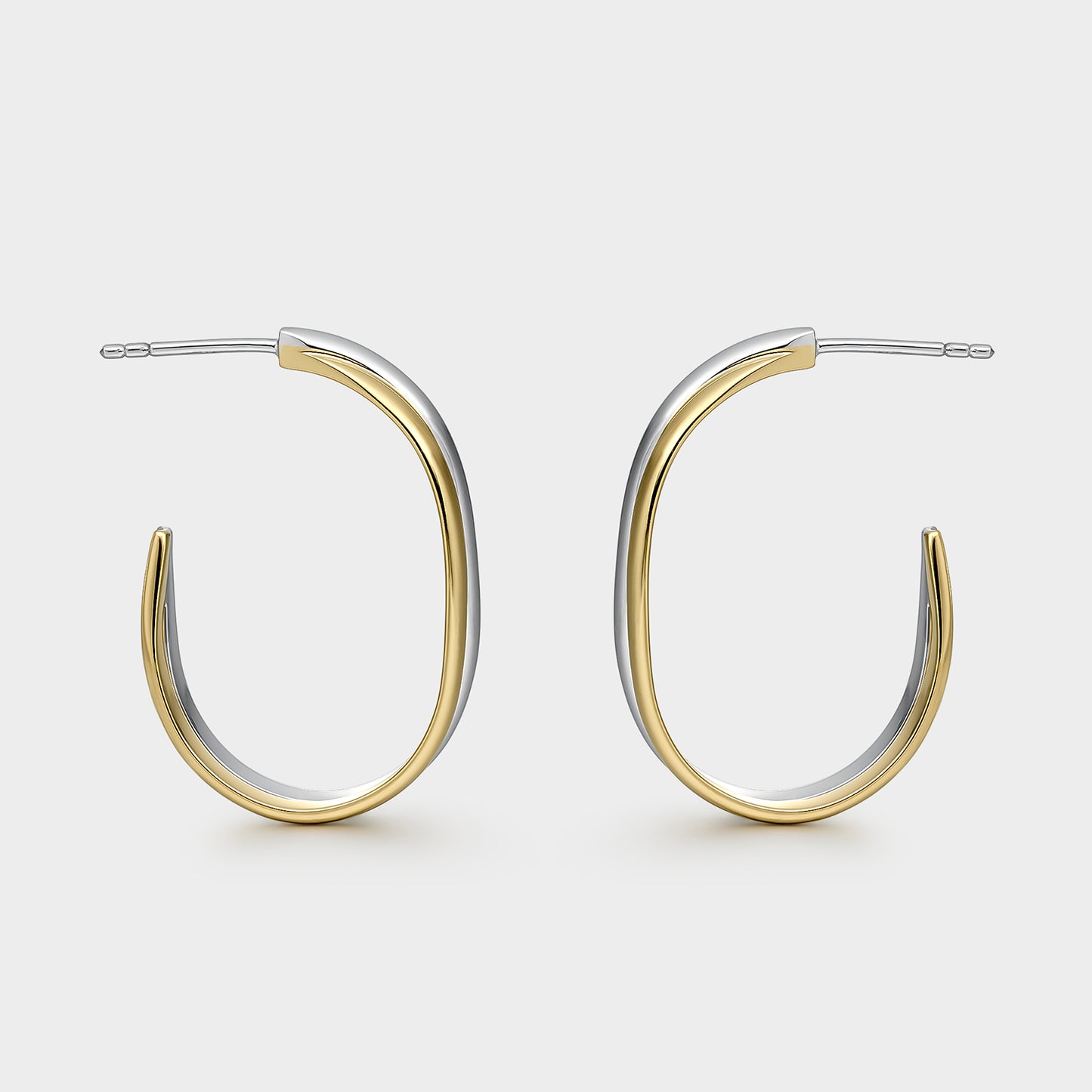 Pendientes de plata bicolor dobles 25mm