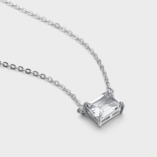 Collar de plata maxi circonita baguette