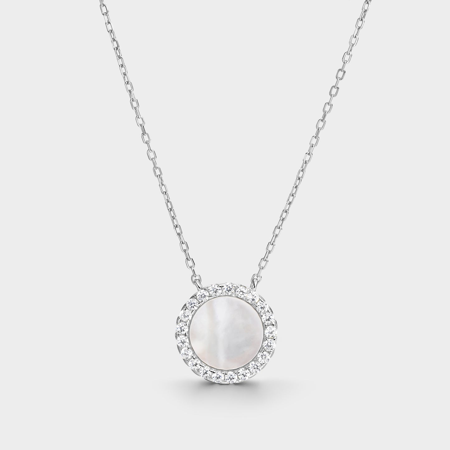 Collar círculo grande madre perla y circonitas blancas