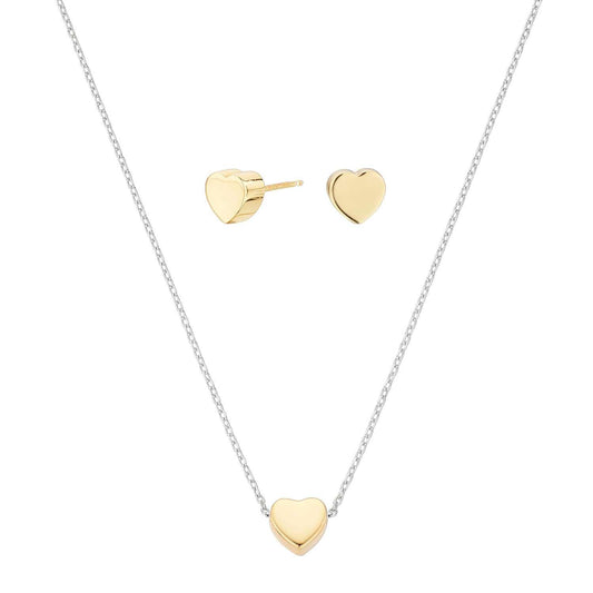 Set regalo círculo 3D de plata con baño de Oro y circonitas