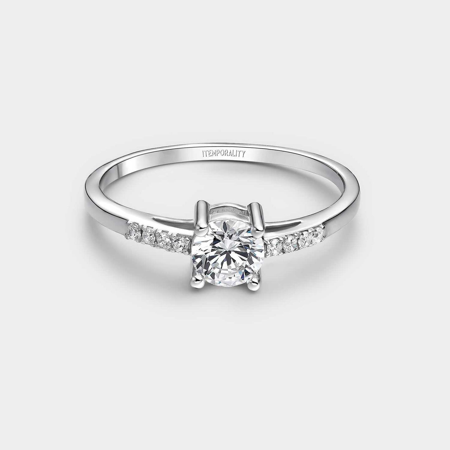 Silver ring with square white zirconia