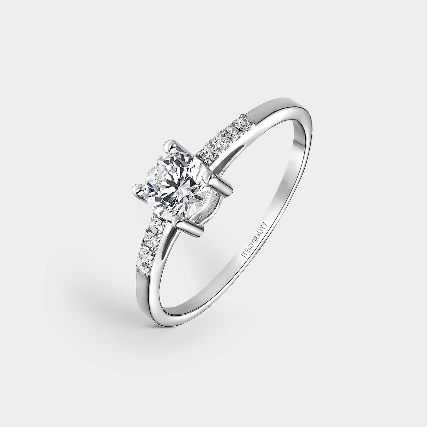 Silver ring with square white zirconia