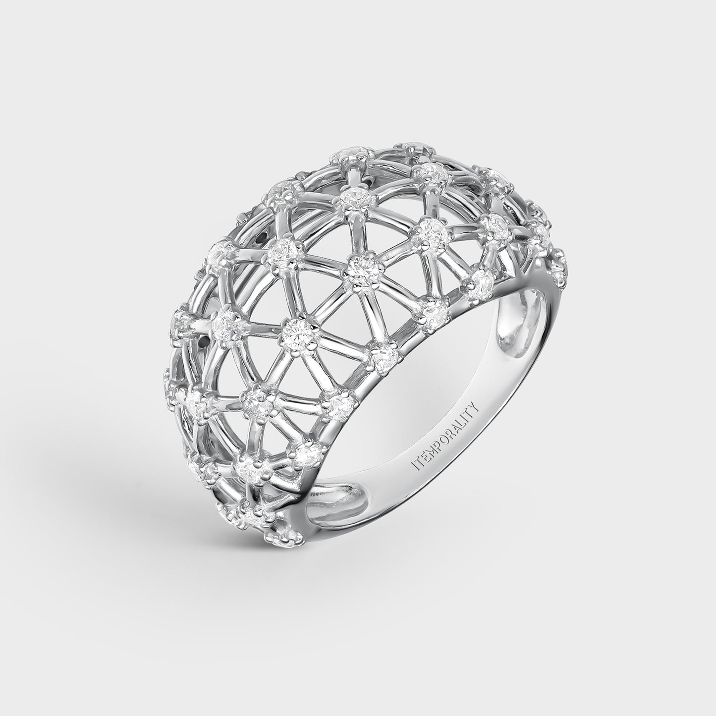 Anillo de plata y circonitas galaxia