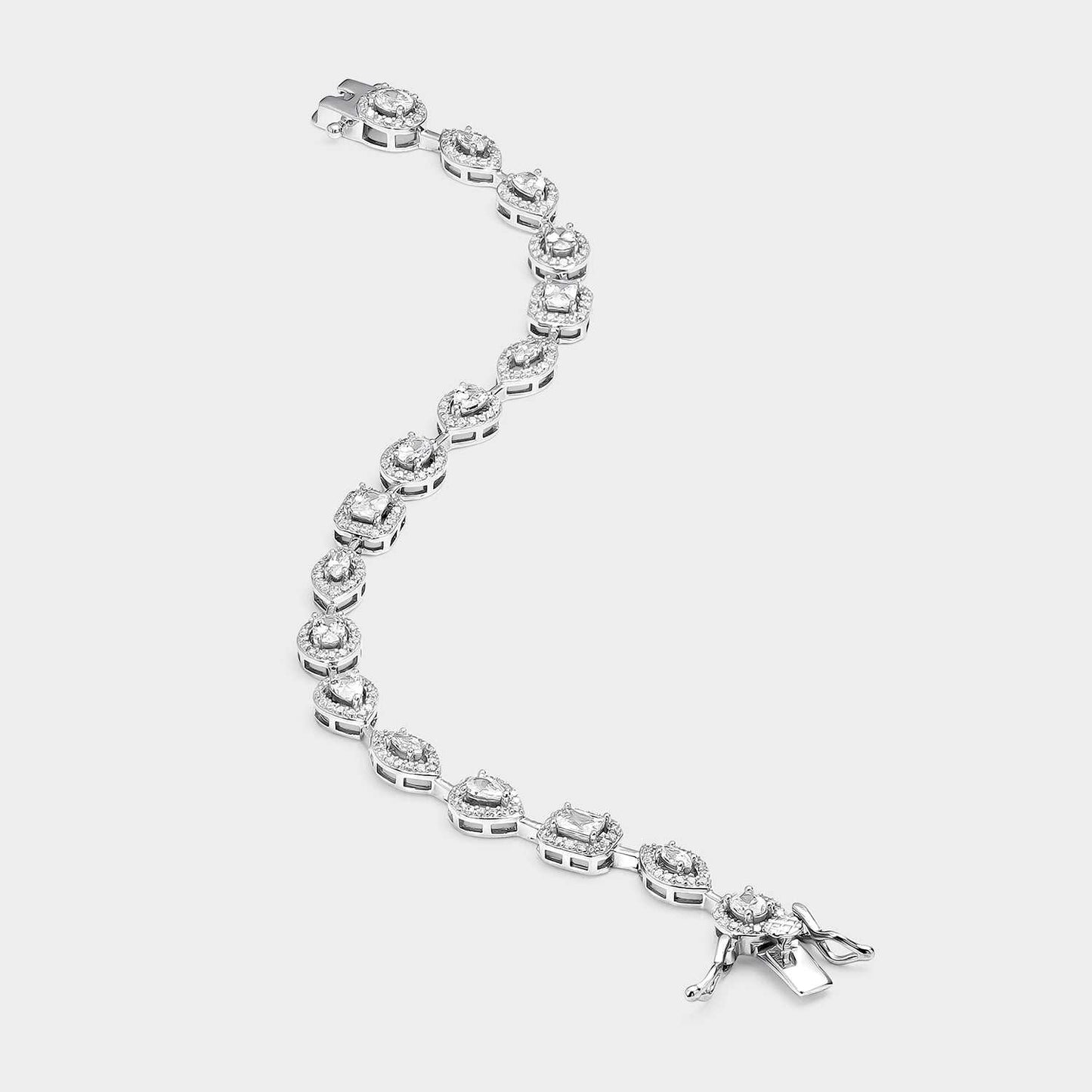 Pulsera de plata y circonitas en diferentes formas