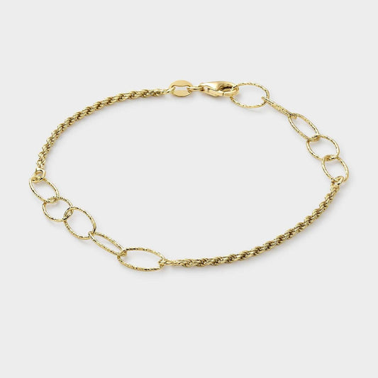 Pulsera baño oro amarillo con eslabones grandes ovalados