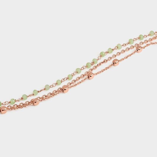 Triple rose gold and jade green cubes bracelet