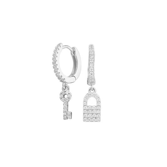 Pendientes Candado y Llave Plata